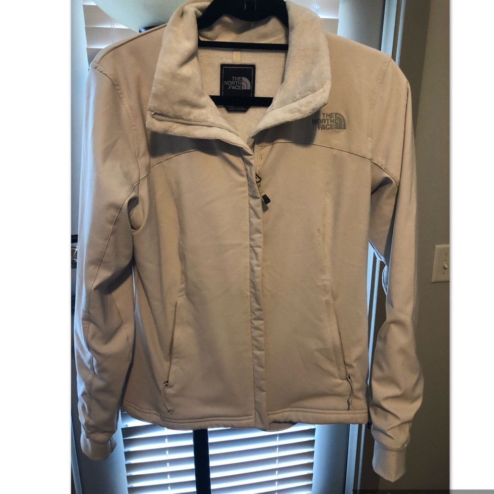 Cream north face jacket